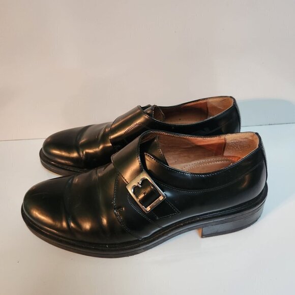 Bass Vintage Black Leather Made In Italy Single Monk Strap Dress Shoes Size 12M - Picture 3 of 9